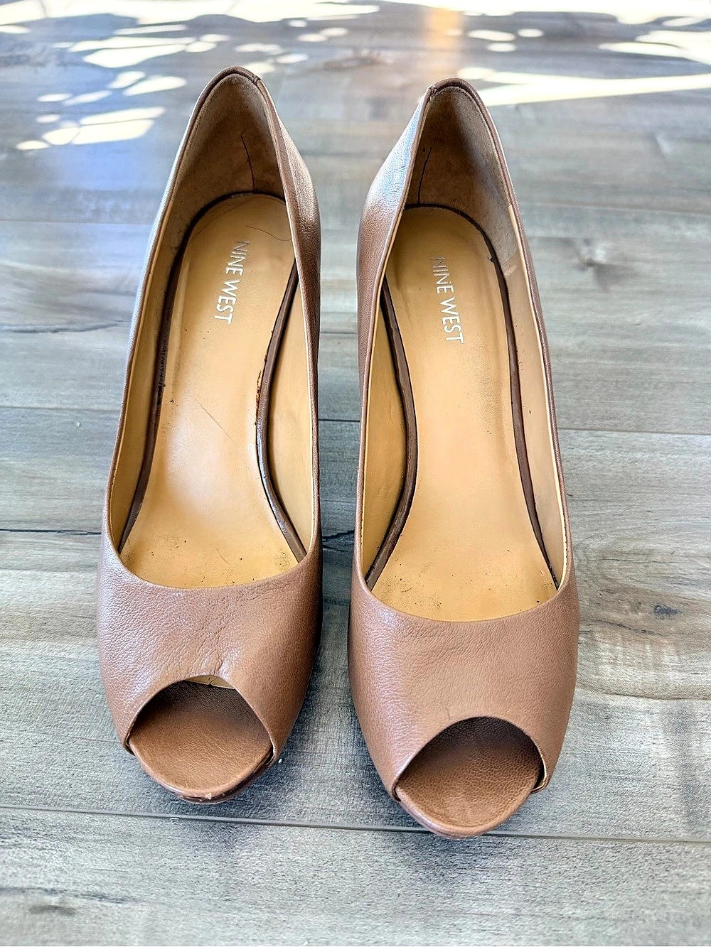Women’s Nine West Peep Toe Heels in Brown Size 9.5 M